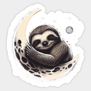 Sloth sleeping on the moon Sticker